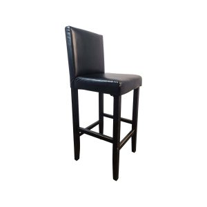 Super-Seat | The Lisa hospitality bar stools vintage black Tabouret de bar noir avec assise en velours, pieds en bois, couverture droite - design luxueux et moderne. | Mobilier de restauration