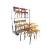 Super-Seat | The Mix Set Tubax & Thonet | 10 chaises de café vintage en bois sur support métallique ; bois dans des tons bruns chauds, métal gris argenté, design classique. | Mobilier de restauration