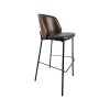 Super-Seat | The New York design bar stools wood black leather | Assise/tissu en cuir noir, accents en bois, pieds en métal noir avec repose-pieds. | Mobilier de restauration