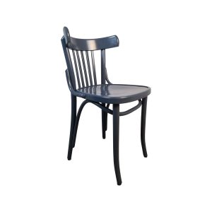 Super-Seat | The Ocean Thonet vintage wooden bar chair | Chaise en bois gris-bleu avec dossier incurvé, barreaux verticaux, quatre pieds. | Mobilier de restauration