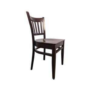 Super-Seat | The Richmond vintage wooden café chair dark brown | Chaise en bois brun foncé avec dossier à lattes, pieds droits et assise solide légèrement incurvée. | Mobilier de restauration