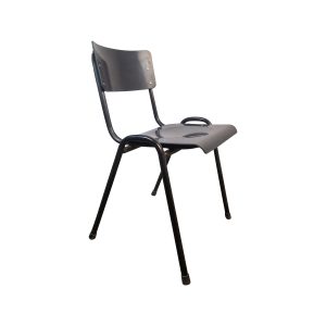 Super-Seat | Chaise en métal noir avec dossier incurvé et assise déformée | Zwarte metalen stoel met gebogen rugleuning en vervormde zitting, vier poten. | Horecameubilair