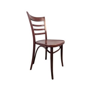 Super-Seat | Les chaises de café en bois Tobias Thonet vintage marron Chaise en bois vintage marron avec dossier incurvé et trois lattes horizontales. | Mobilier pour la restauration