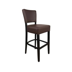 Super-Seat | Le Lisa Rome horeca barkrukken donkerbruin | Donkerbruine houten barkruk met vier poten, steunbalken et licht gebogen rugleuning. | Horecameubilair