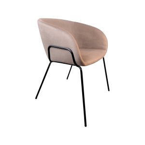 Super-Seat | Les Fauteuils design Portland velours moka | Fauteuil en velours clair, tapis gebogen et zitting, slanke zwarte metalen poten. | Horecameubilair