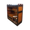 Super-Seat | Modèles authentiques de meubles de bar vintage Casablanca Bois brun, détails en laiton, étagère en verre ; design vintage classique avec plateaux rabattables. | Mobilier pour la restauration