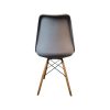 Super-Seat | Chaises coque design rétro Eames grises | Grijze kunststof kuip, houten poten, zwarte metalen steunen ; vintage retro uitstraling. | Horecameubilair