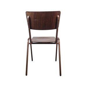 Super-Seat | Chaises d'école rétro en bois Rocco brun foncé | Donkerbruin hout, metalen poten, gebogen rugleuning ; zichtbare kras achterop. | Horecameubilair