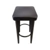 Super-Seat | Tabouret de bar Art déco noirs | Tabouret noir en bois rectangulaire, motif soleil, pieds droits, repose-pieds circulaire métal. | Horecameubilair