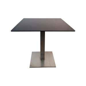 Super-Seat | The Monarch tables de terrasse pour la restauration HPL noir 80x80 | Zwarte HPL tafel, vierkant blad 80x80cm, metalen centrale poot en voet, modern outdoor design. |. | Horecameubilair