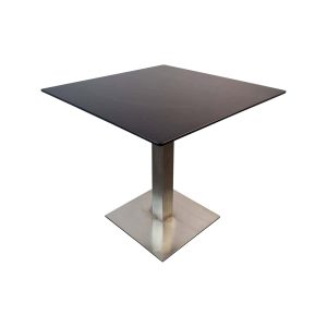 Super-Seat | The Monarch tables de terrasse pour la restauration HPL noir 80x80 | Table en HPL blanc, avec un plateau en métal foncé pour la construction. | Horecameubilair