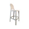 Super-Seat | The Kartell tabourets de bar One More Please blancs par Philippe Starck | Witte kunststof barkruk, ronde rugleuning, vierkante zitting, vier rechte poten. | Horecameubilair