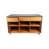 Super-Seat | Meuble en bois anthracite, plateau en marbre, 3 tiroirs, étagères, roulettes |. | Mobilier pour la restauration