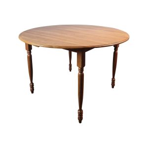 Super-Seat | The Langley tables de café rétro en bois rondes 120cm | Ronde houten tafel, glad oppervlak, vier gedraaide poten, vintage stijl, wit met houtafwerking. | Horecameubilair