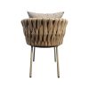 Super-Seat | Les chaises empilables Onnoble design (patio) taupe | Chaise en plastique et aluminium taupe avec dossier tressé beige, coussin d'assise gris. | Mobilier pour la restauration