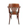 Super-Seat | Fauteuils vintage Thon classiques avec assise verte | Donkerhouten fauteuil met gebogen rugleuning, groene zitting, houten spijlen. | Horecameubilair