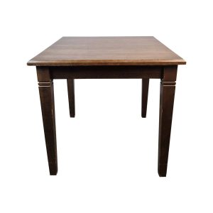Super-Seat | The Barton tables de café vintage en bois brun foncé 80x80cm | Donkerbruin houten rechthoekige tafel met rechte poten, eenvoudig gesneden details. |. | Horecameubilair
