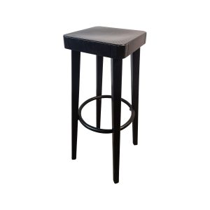 Super-Seat | The Beaumont tabourets de bar Art déco noirs | Tabouret de bar noir, siège carré en bois, pieds droits en métal noir, repose-pieds chromé élégants. | Horecameubilair