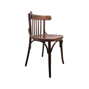 Super-Seat | The Bexley vintage wooden Thon chairs bars | Chaise en bois brun foncé avec dossier incurvé, barreaux verticaux et assise ronde. | Mobilier pour la restauration