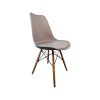 Super-Seat | The Chaises coque design rétro Eames grises | Lichtgrijze kunststof zitting met naturel houten poten en zwarte metalen dwarsverbindingen. | Horecameubilair