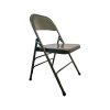 Super-Seat | The FieldFold chaises pliantes vintage en métal vert armée | Groen metalen klapstoel met gebogen rug, platte zitting en stevige kruis-poten. | Horecameubilair