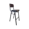Super-Seat | The Tabourets de bar design Jody pour la restauration noir / brun empilables | Zwart metalen frame, zwart kunstleren zitting, donker houten rugleuning. | Horecameubilair