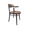Super-Seat | Le Milford fauteuils vintage Thon en bois brun foncé | Donkerbruine houten fauteuils met gebogen rug, ronde zitting, slanke, taps toelopende poten. | Horecameubilair