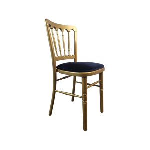 Super-Seat | Chaises Napoléon dorées avec assise en velours bleu | Bois doré, dossier à barreaux, assise en velours bleu foncé. | Horecameubilair