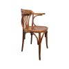 Super-Seat | Fauteuils vintage Nova et bois Thon brun | Bruin hout, gebogen zitting, verticale leuningen, klein geïntegreerd zijtafeltje. | Horecameubilair