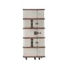 Super-Seat | The Authentic Models 'Pop up' bar in case white | Valise en bois blanc avec charnières en métal, poignées en cuir et sangles marron ; look vintage. | Mobilier de restauration