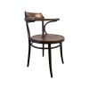Super-Seat | Sofia chaises de bistrot vintage et bois Thon | Donker houten frame, ronde zitting, gebogen rugleuning met armsteunen, klassiek Parijse stijl. | Horecameubilair