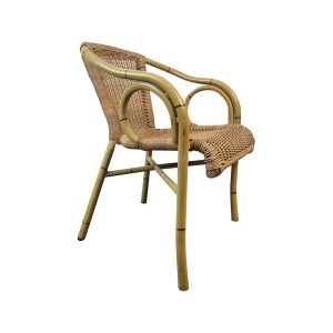 Super-Seat | The Tropicana chaises vintage en rotin pour la restauration avec accoudoirs | Rotan stoelen met afgeronde armleuning, naturel kleur, gevlochten zitting en rug. | Horecameubilair
