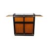Super-Seat | Meuble de bar en bois avec accents noirs, plateaux rabattables et damier, modèle rectangulaire. | Mobilier pour la restauration