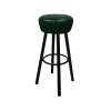 Super-Seat | Tabourets de bar industriels vert foncé | Donkergroene ronde zitting, zwart metaal, drie poten, ringvoetsteun. | Horecameubilair
