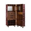 Super-Seat | The Authentic Models 'Pop up' bar in case wine red |Mallette en cuir rouge vin avec clous métalliques, roulettes, miroir, tiroirs et échiquier. | Mobilier de restauration