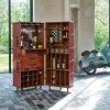 Super-Seat | The Authentic Models 'Pop up' bar in case wine red | Meuble en bois rouge sur roulettes avec verres, bouteilles et accessoires en métal. Aspect vintage. | Mobilier de restauration