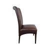 Super-Seat | Chaises d'accueil Lisa noir Diego chair | Zwart leren stoel, hoge gebogen rug, bruine bekleding, vier rechte houten poten. | Horecameubilair
