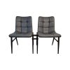 Super-Seat | Raccord de chaise Chairlink Stack 25 | Grijze stoffen stoelen met zwarte poten verbonden door zwart metalen koppeling, witte achtergrond. | Horecameubilair