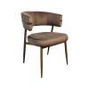 Super-Seat | Raccord de chaise Chairlink Stack 25 | Bruine stoffen stoel, gebogen rugleuning, metalen poten, zachte zitting. | Horecameubilair