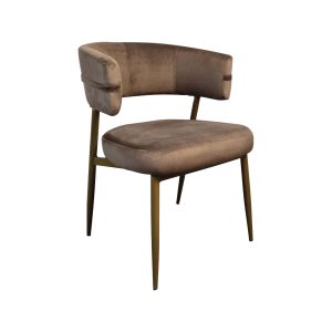 Super-Seat | Raccord de chaise Chairlink Stack 25 | Bruine stoffen stoel, gebogen rugleuning, metalen poten, zachte zitting. | Horecameubilair