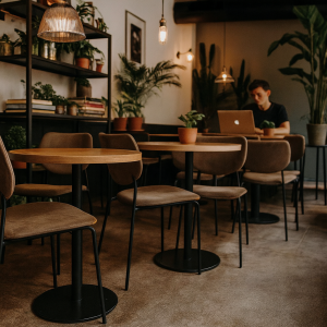 Super-Seat | Plateaux et poêles jazz rétro | Poêles à moka fluides, plateaux hauts, plantes, planches à découper et autres objets de décoration. | Horecameubilair