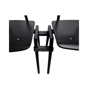 Super-Seat | Chaise de conférence Rietveld noir / noir | Twee zwart houten stoeldelen met zichtbaar verlengmechanisme en verbinding. | Horecameubilair
