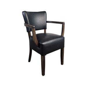 Super-Seat | Les Chaises d'accueil Lisa noir Diego | Zwarte gestoffeerde fauteuil met houten frame, vier poten, zachte zitting en rug. | Horecameubilair