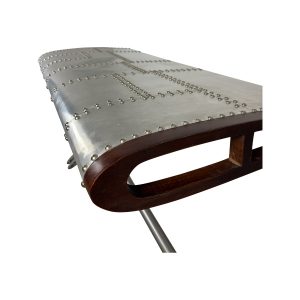 Super-Seat | The Navigator table d'appoint vintage en métal 178x75cm | Table en métal noir au look vintage, avec des accents métalliques et un caractère industriel. | Mobilier de restauration