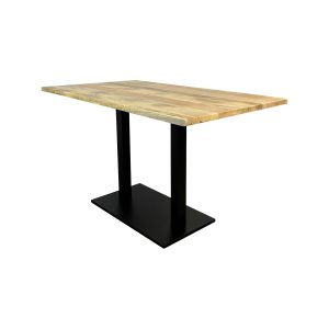 Super-Seat | Table d'accueil en bois de manguier avec base noire 120x70cm | Table rectangulaire, bois de manguier clair, base en métal noir, base plate. | Mobilier de restauration