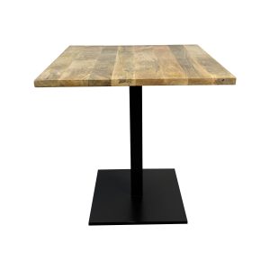 Super-Seat | Tables d'accueil en bois de manguier avec base noire 120x70cm Carré, plateau en bois de manguier, naturel. Base en métal noir, aspect robuste. | Mobilier de restauration