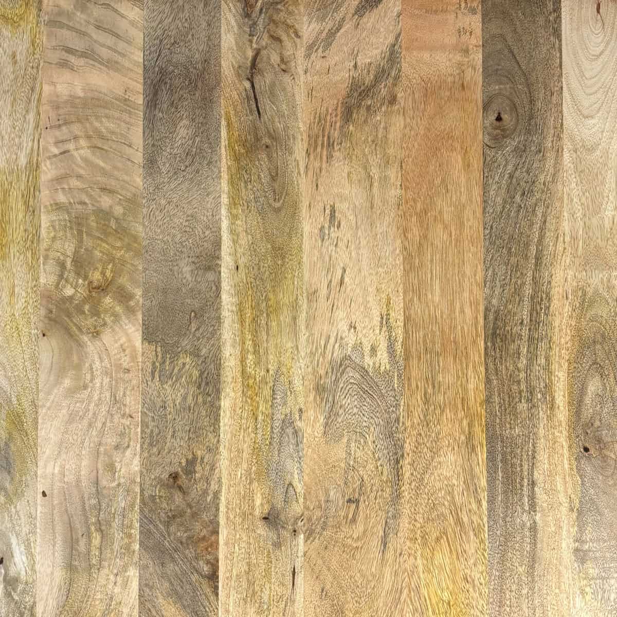 Super-Seat | Tables d'accueil plateau en bois de manguier avec base noire 120x70cm Bois de manguier brun-beige, grain naturel, planches solides - parfait pour les tables. | Mobilier de restauration