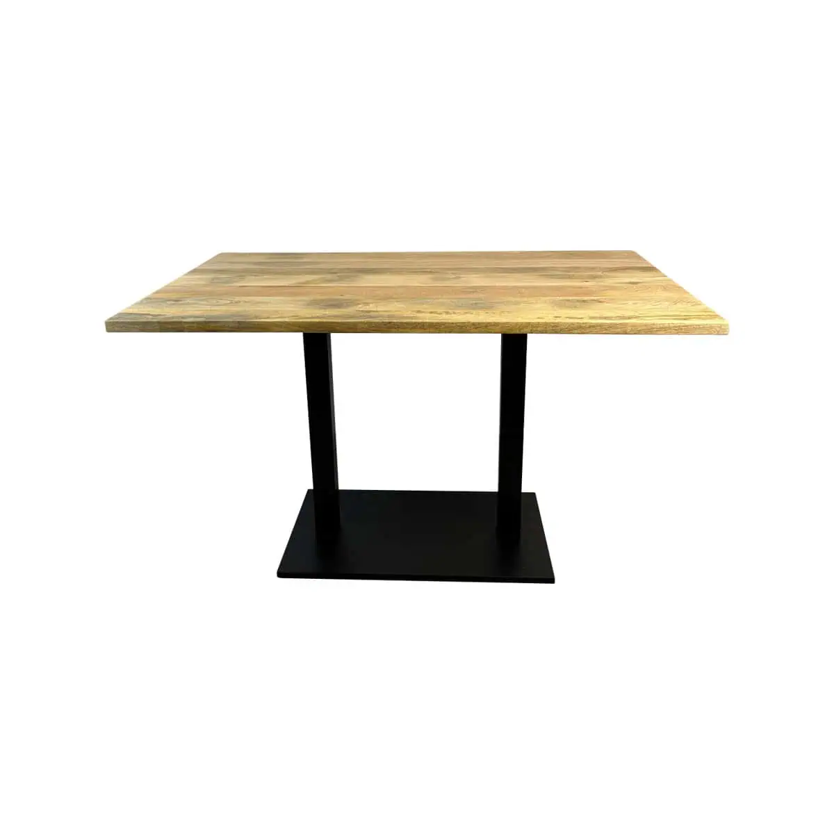 Super-Seat | Table d'accueil avec plateau en bois de manguier et base noire 120x70cm | Table d'accueil rectangulaire avec plateau en bois de manguier et base en métal noir. | Mobilier de restauration