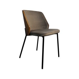Super-Seat | Maison design chairs velvet Mocha | Chaise en velours marron, pieds en métal noir, accents en bois sur le dossier, design moderne. | Mobilier de restauration