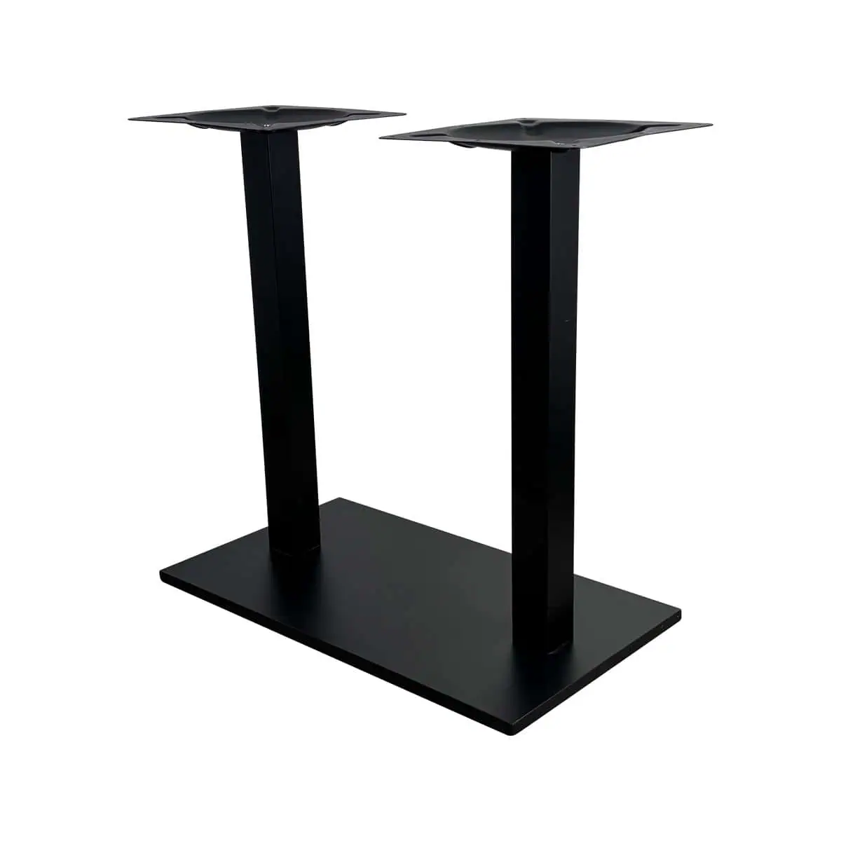 Super-Seat | Maison design stoelen velours Mokka Zwart metalen dubbele tafelpoot met vierkante platen, rechthoekige steunen, platte voet. | Horecameubilair